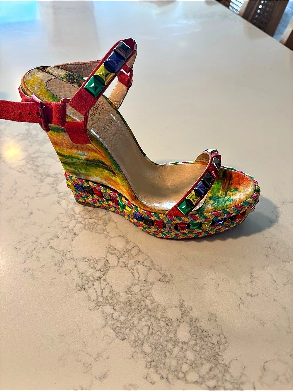 Christian Louboutin Cataclou Duplice Bambola Tie-Dye Wedge - Picture 3 of 9